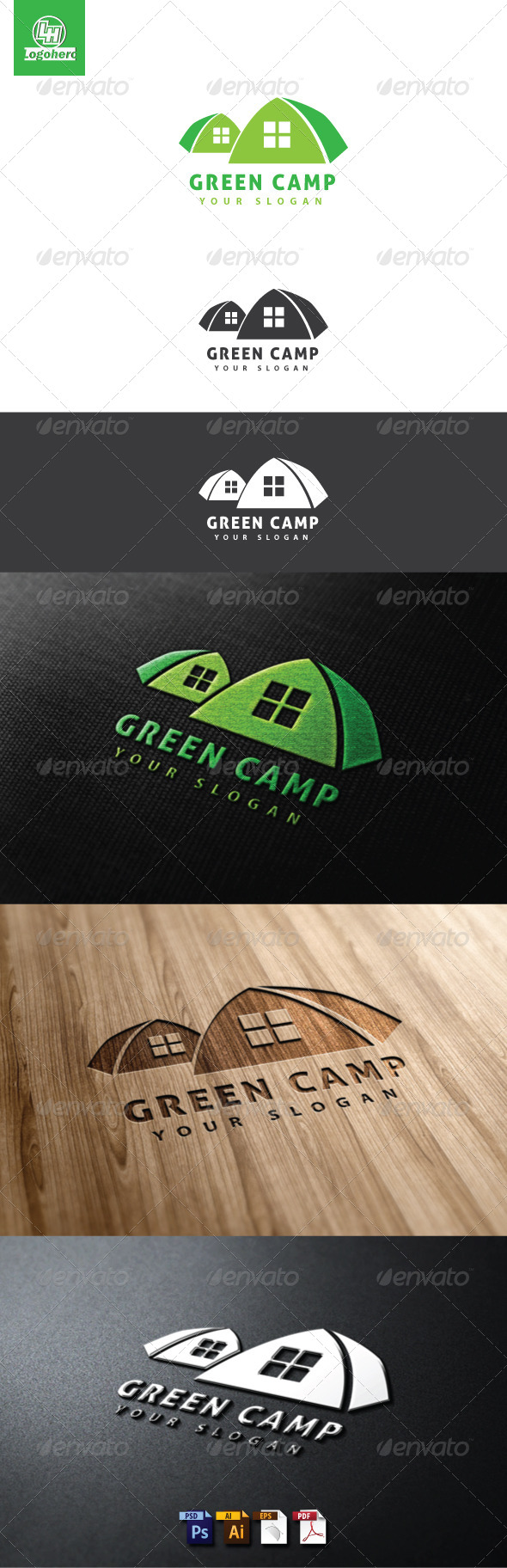 Green Camp Logo Template - Buildings Logo Templates