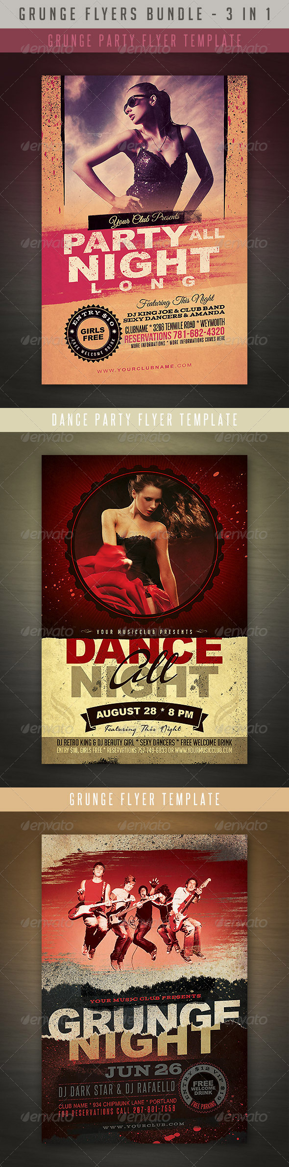 Grunge Style Flyers Bundle - Events Flyers