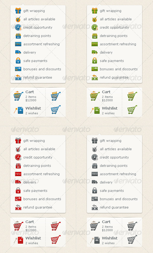 E-commence Icons (Carts & Preferences) - Web Icons