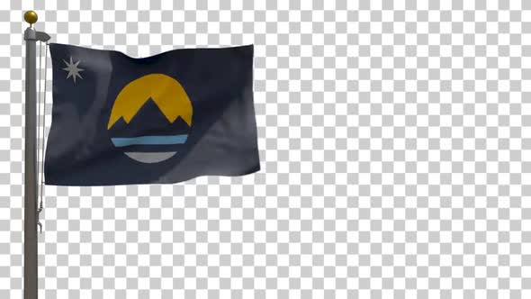 Reno City Flag (Nevada, USA) on Flagpole with Alpha Channel - 4K alt