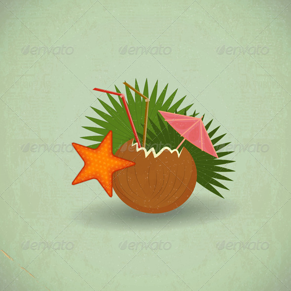 Summer Cocktail Card in Retro Style - Travel Conceptual