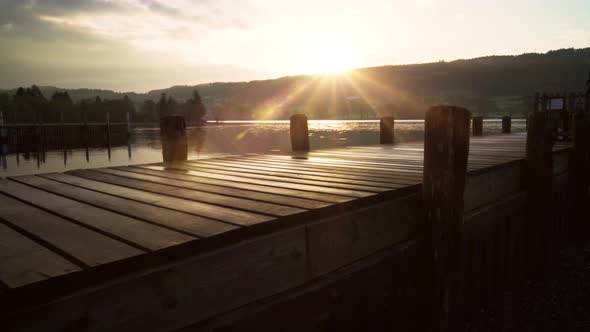 Sunrise Over a Lake Shoreline