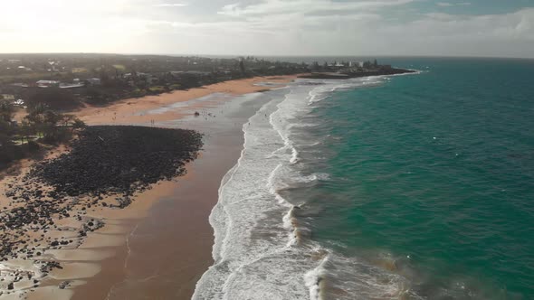 Aerial drone view of Bargara beach, Queensland, Australia
