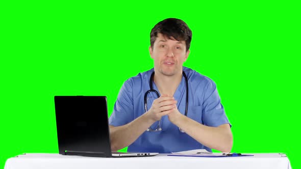 Doctor's Consultation. Green Screen alt