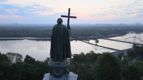 Monument To Vladimir the Great at Dawn in the Morning. Kyiv, Ukraine alt
