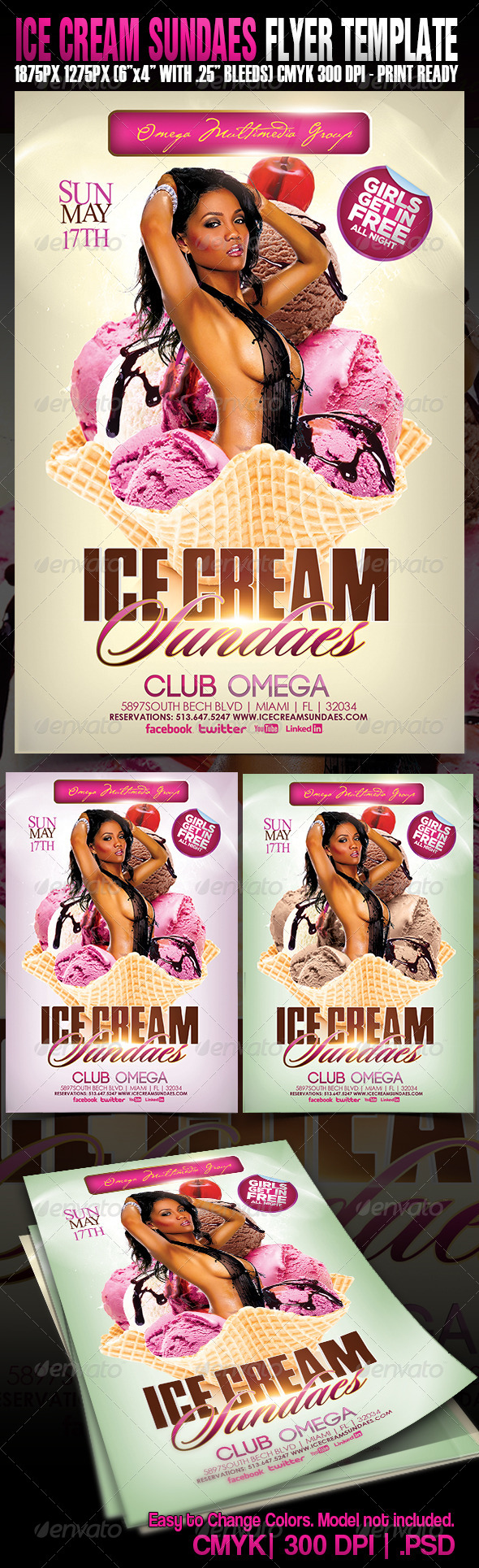 Ice Cream Sundaes - Events Flyers