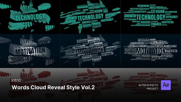 Intro/Opening - Words Cloud Reveal Style Vol.2 After Effects Project Files Openers template preview