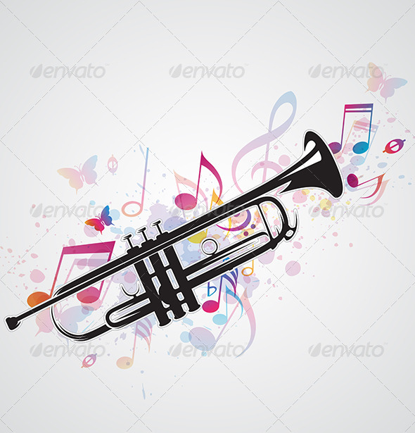 Black Trumpet and Notes - Miscellaneous Vectors