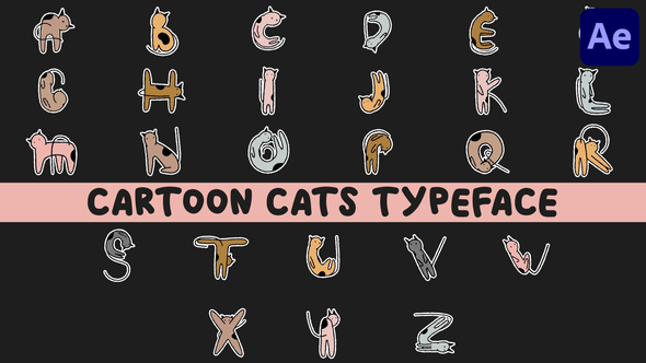 Cartoon Cats Animated Typeface for After Effects Elements template preview