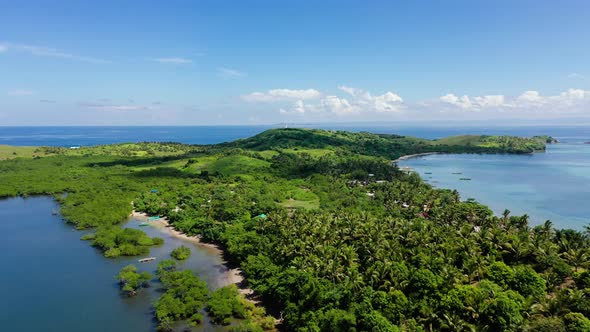 Tropical Landscape, View From Above. Large Tropical Island with Green ...