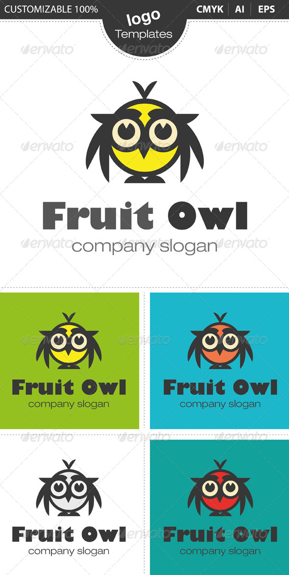 Fruit Owl Logo - Nature Logo Templates