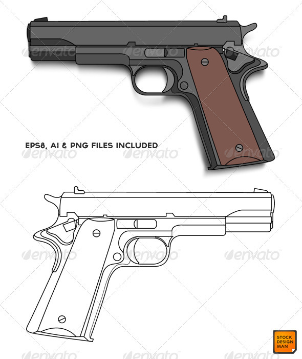 Colt 45 Vector - Objects Vectors