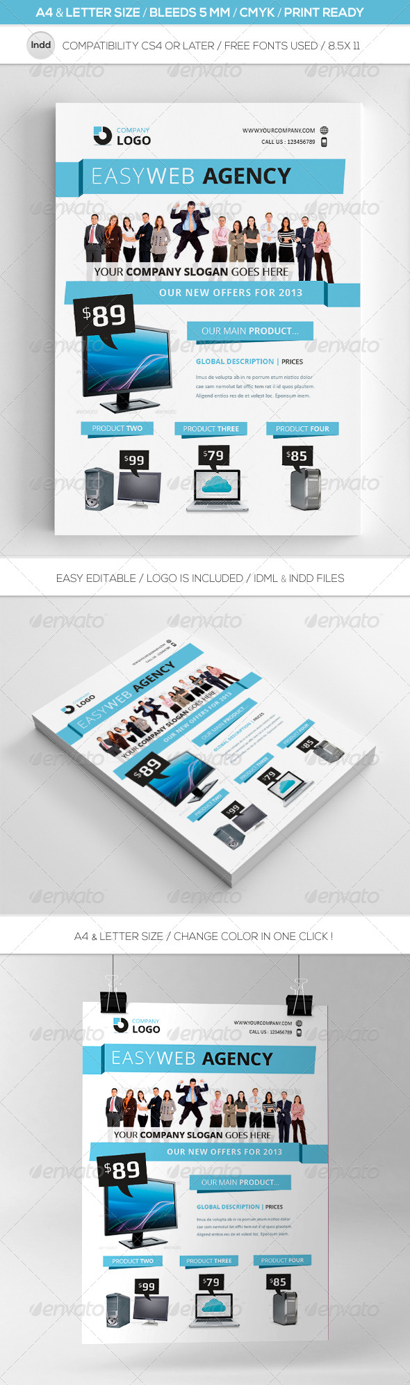 Clean Indesign Commerce Flyer Template A4 & Letter - Commerce Flyers
