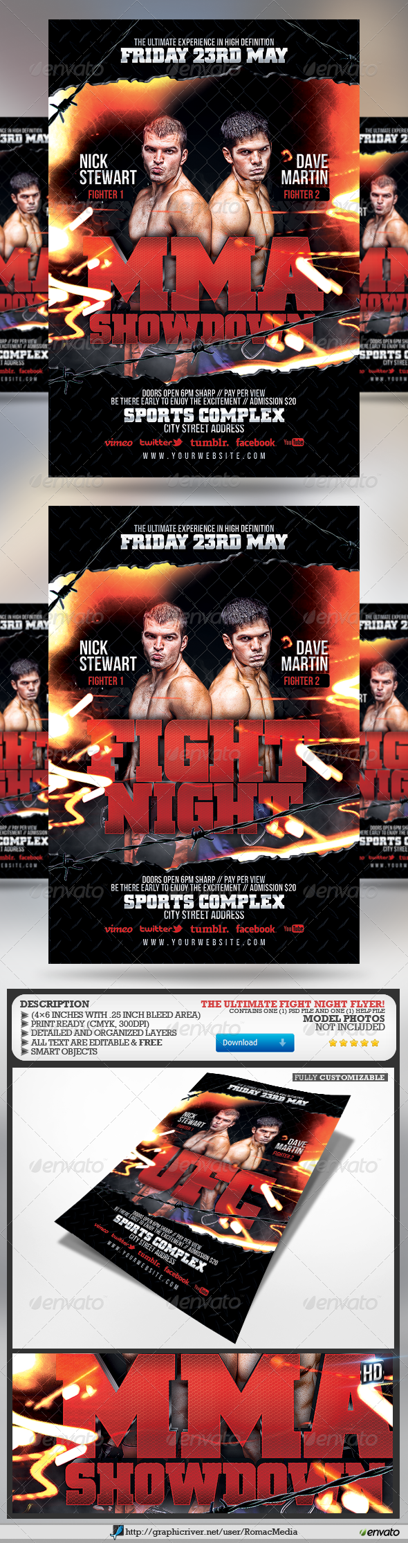Fight Night Flyer - Sports Events
