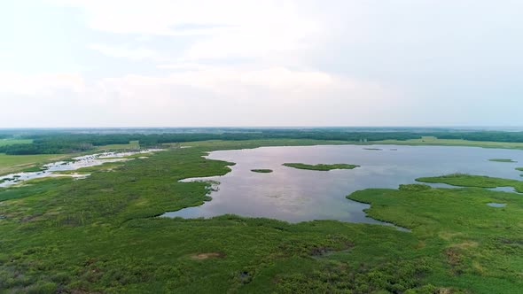 Aerial Cinematic Drone View of Huge Lake