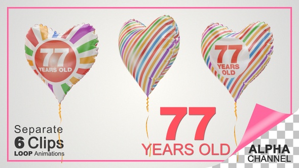 77th Birthday Celebration Heart Shape Helium Balloons