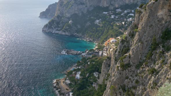 Mountains and the Sea Landscape of the Capri Island, Italy. Located in the Tyrrhenian Sea alt