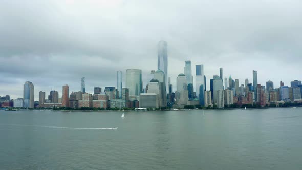 New York City Skyline in Cloudy Day