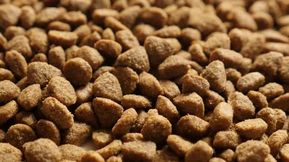 Tilting on  pile of pellets for cats or dogs 2160p 30fps UltraHD   footage - Dry  pet  food meal slo alt