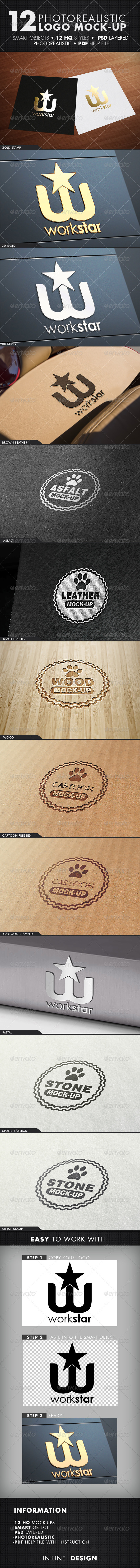 12 Photorealistic Logo Mock-Up / Set.1 - Logo Product Mock-Ups