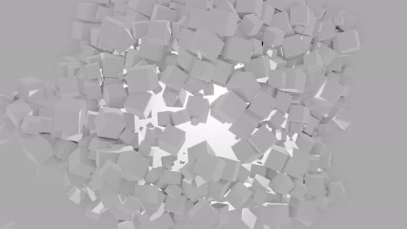 3D Animation of Falling White Cubes