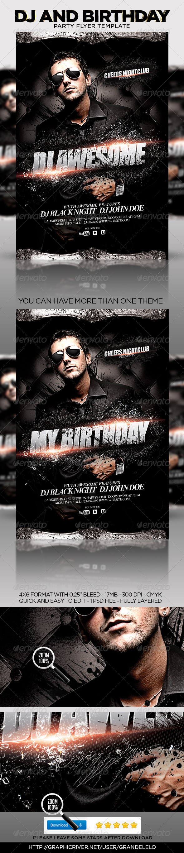DJ or Birthday Party Flyer Template - Clubs & Parties Events