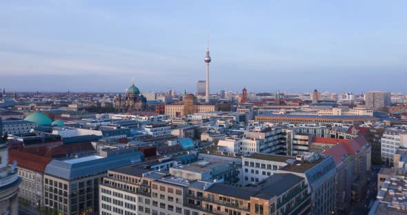AERIAL: Beautiful Daylight Drone Hyper Lapse, Motion Time Lapse Over Berlin with Alexanderplatz TV alt