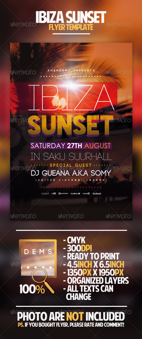 Ibiza Sunset Flyer Template - Clubs & Parties Events