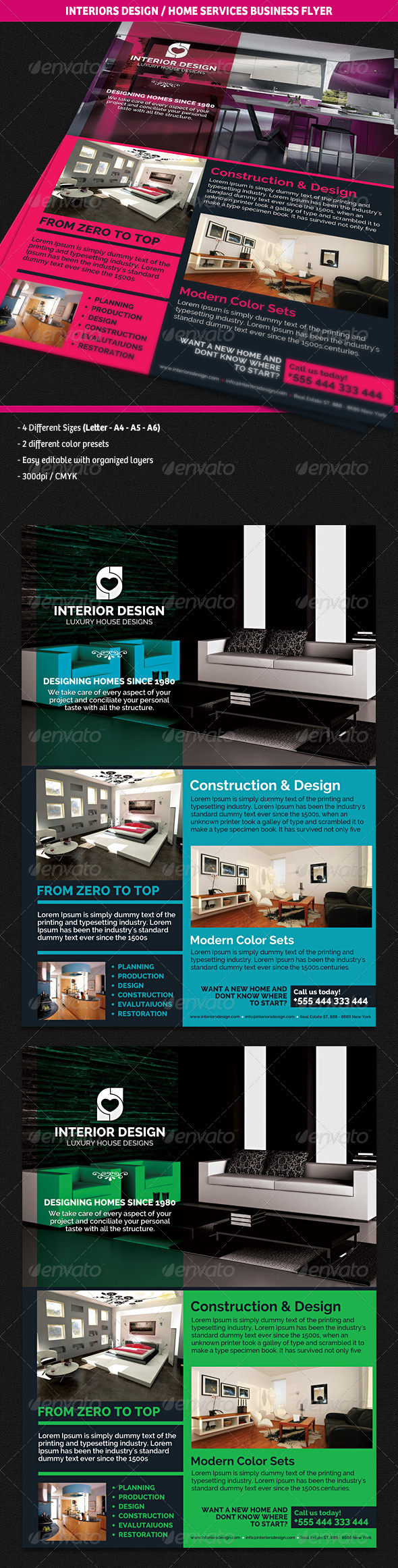 Interiors Design & Home Services Business Flyer - Corporate Flyers