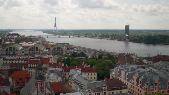 View Of Riga And The Daugava River And The Telecommunication Tower alt