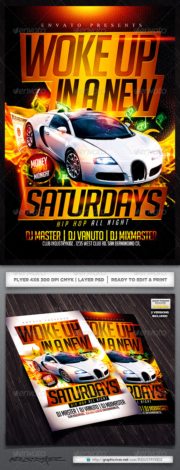 Woke up In a New Flyer Template - Clubs & Parties Events