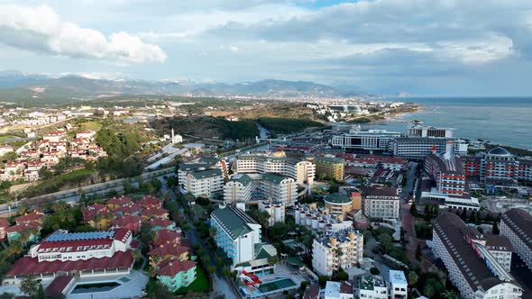 Panorama Hotels aerial view 4 K Alanya Turkey alt