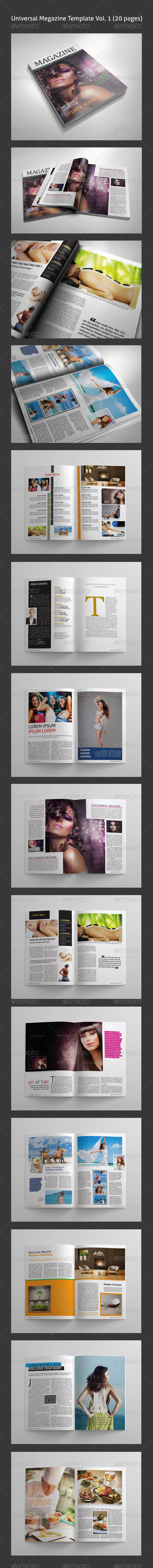 Universal Magazine template Vol. 01 (20 pages) - Magazines Print Templates