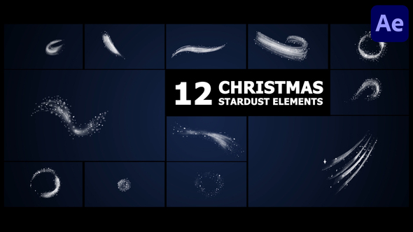 Christmas Stardust Elements | After Effects Elements template preview