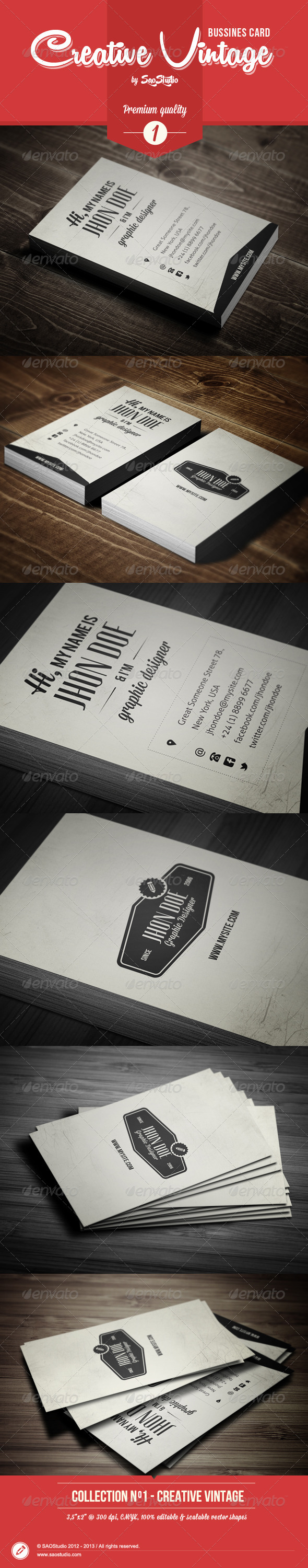 Premium Creative Vintage Bussines Card - Retro/Vintage Business Cards