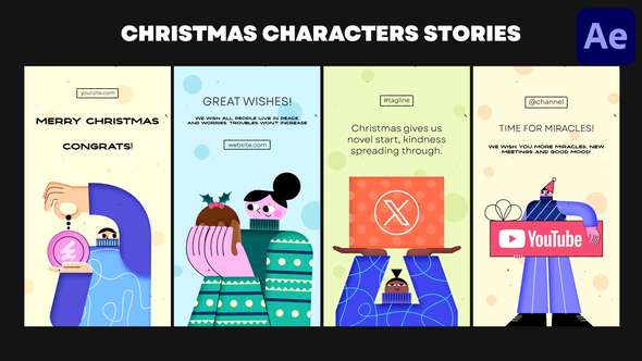 Christmas Characters Stories | After Effects Openers template preview