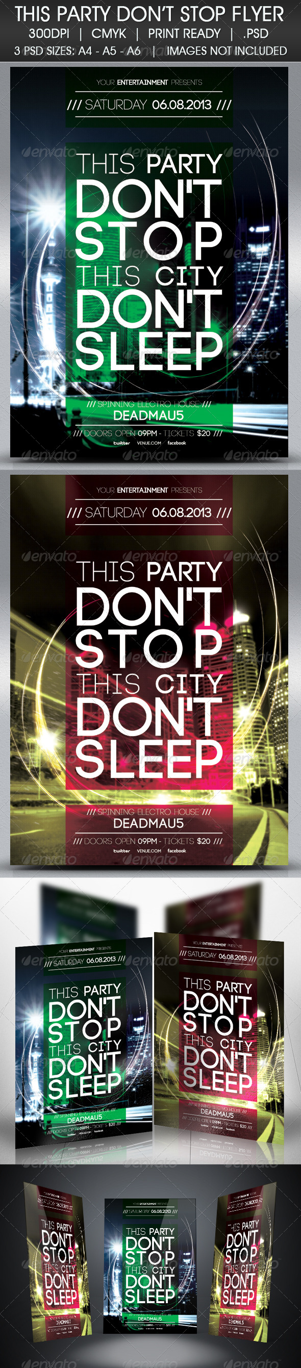 Party Don't Stop Flyer - Events Flyers