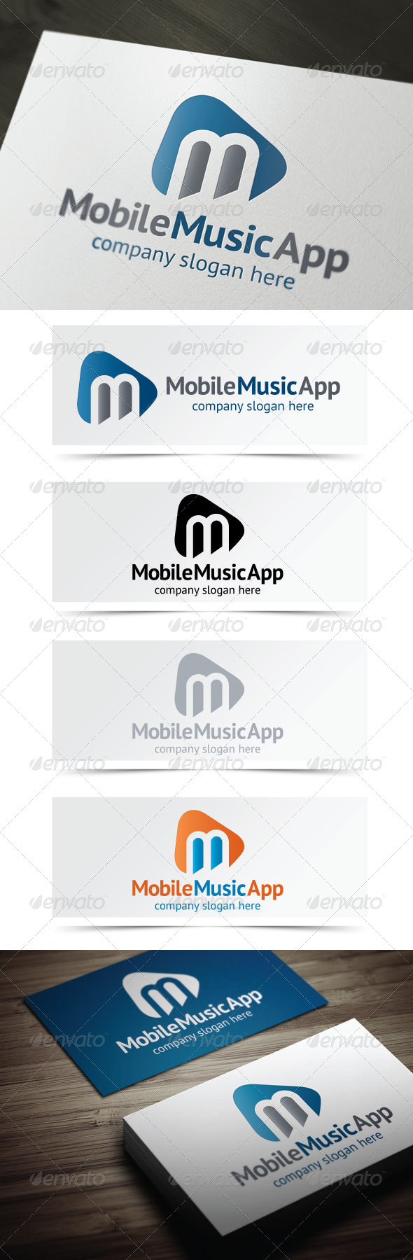 Mobile Music App - Letters Logo Templates