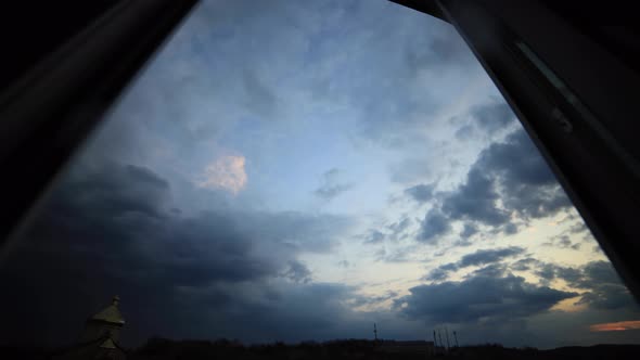 Amazing time lapse: beautiful magic multicolor clouds floating the sky