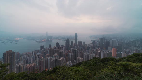 Hong Kong, China - Day to Night as seen from Victoria Peak
