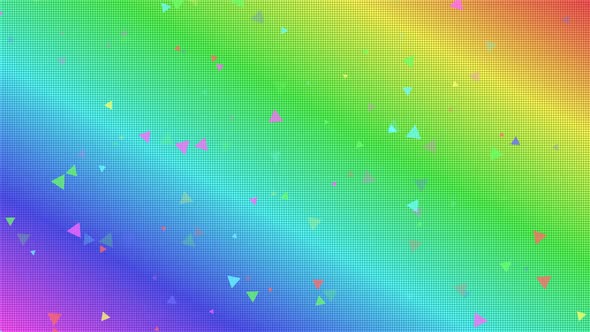 Animated Background Rainbow Colors Triangles Patterns Particles Appearing Moving Spinning Abstract