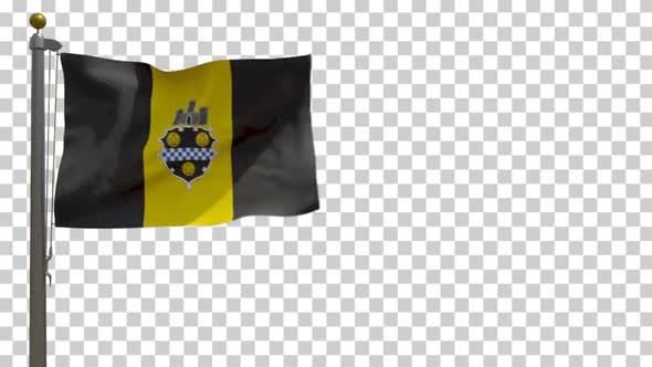Pittsburgh City Flag (Pennsylvania, USA) on Flagpole with Alpha Channel - 4K alt