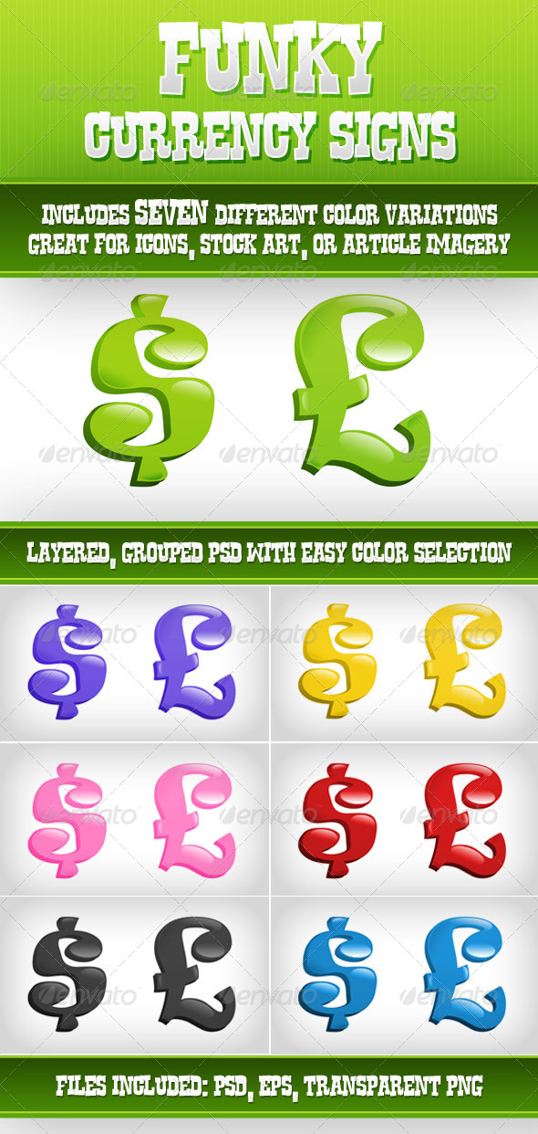Funky Currency Symbols - Business Illustrations