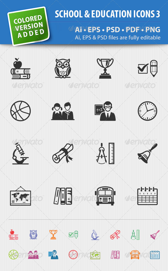 School and Education Icons-Set 3 - Web Icons