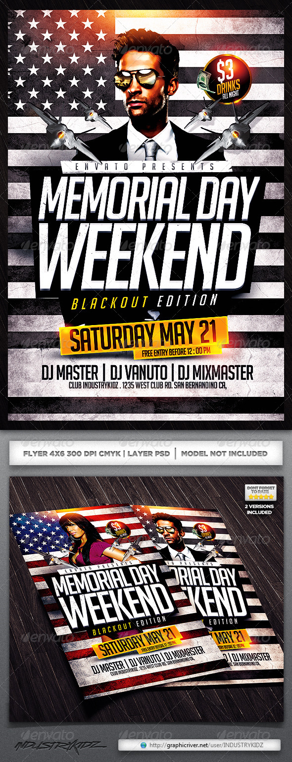 Memorial Day Flyers - Clubs & Parties Events