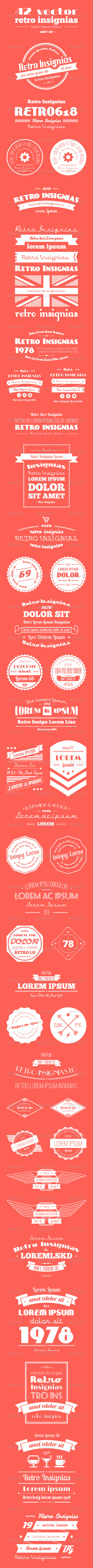 42 Vector Retro Insignias. Banners and Badges - Miscellaneous Conceptual