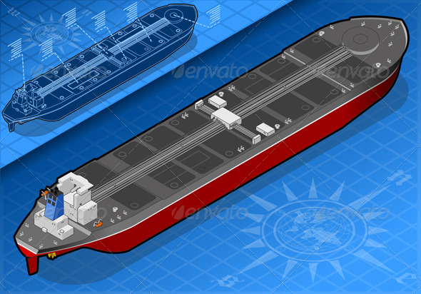 Isometric Oil Tanker in Rear View - Objects Vectors