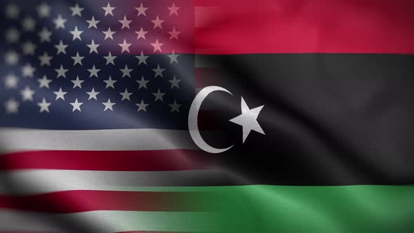 USA Libya Flag Loop Background 4K