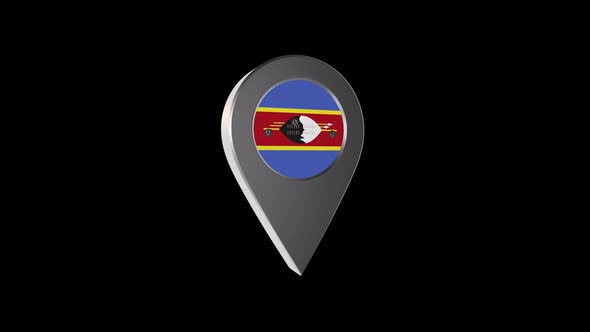 3d Animation Map Navigation Pointer With Eswatini Flag With Alpha Channel  - 2K alt