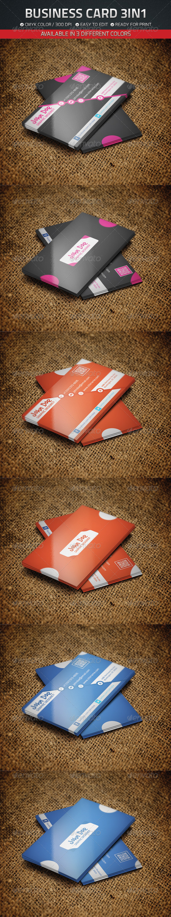 Business Card 3 in 1 - Creative Business Cards
